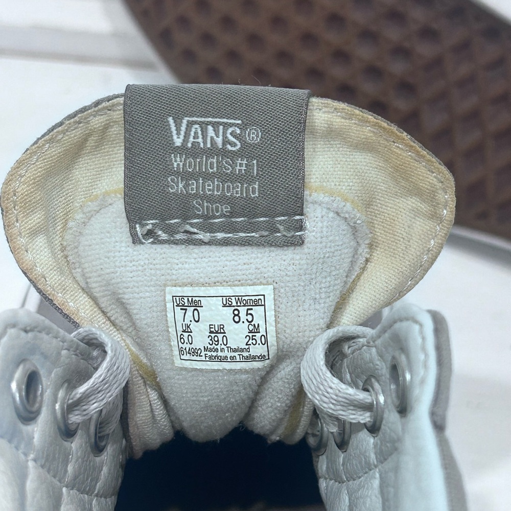 Vans Sk8-Hi Grey High Top Sneakers Skate Shoes Men’s 7 Women’s 8.5 Classic - Picture 12 of 13